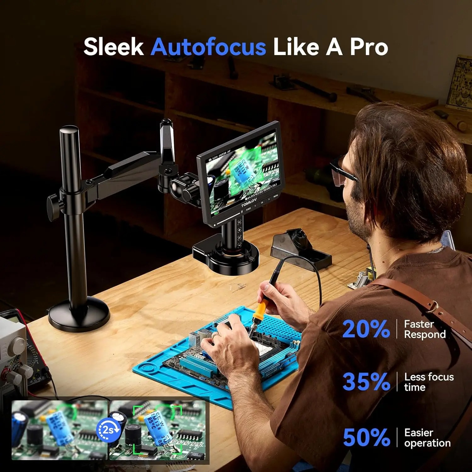 TOMLOV 4K Autofocus Digital Mi - Electronics Repair Microscope reseña y precio